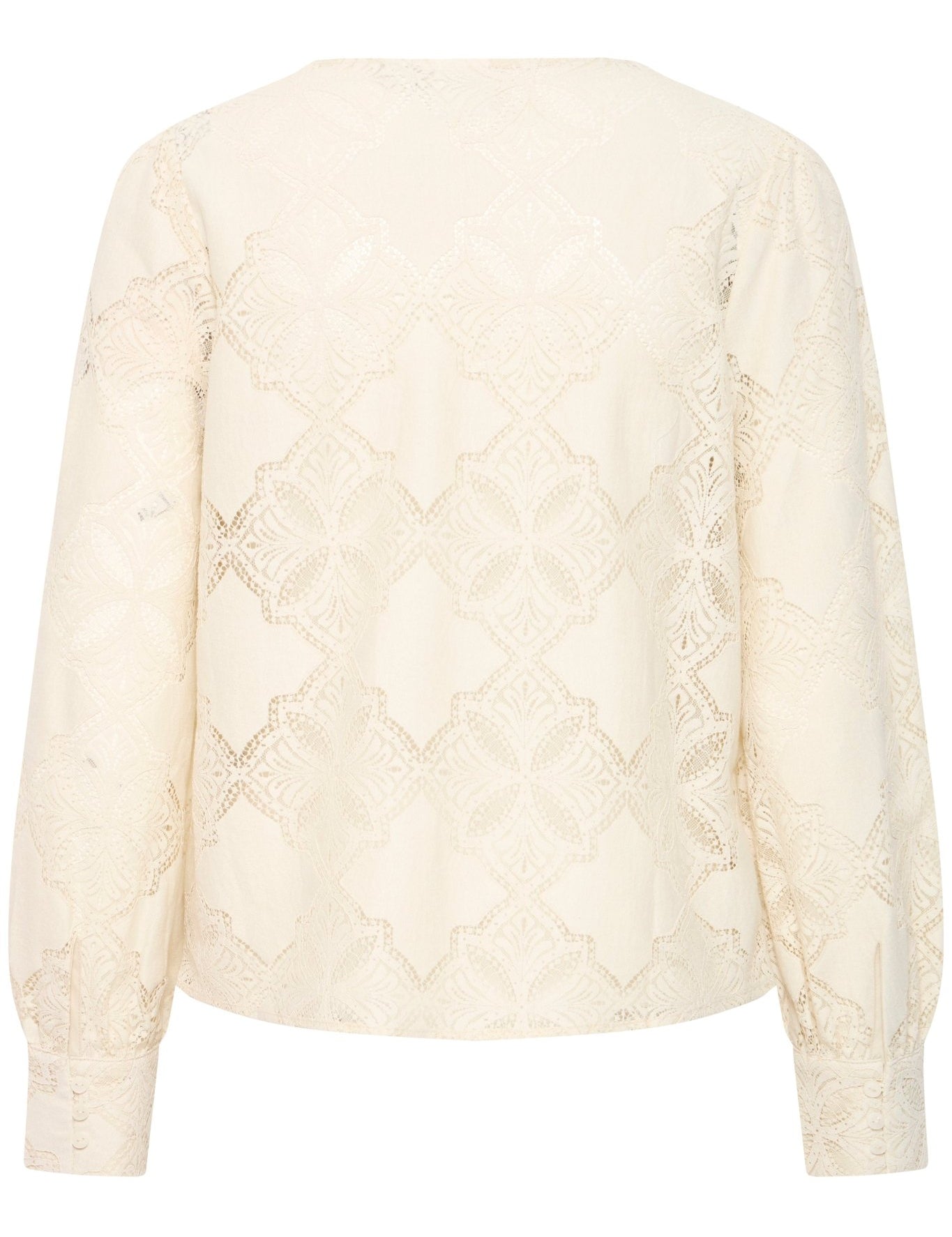 Bluse langarm mit Spitze in Creme - Blossom Hair & Fashion