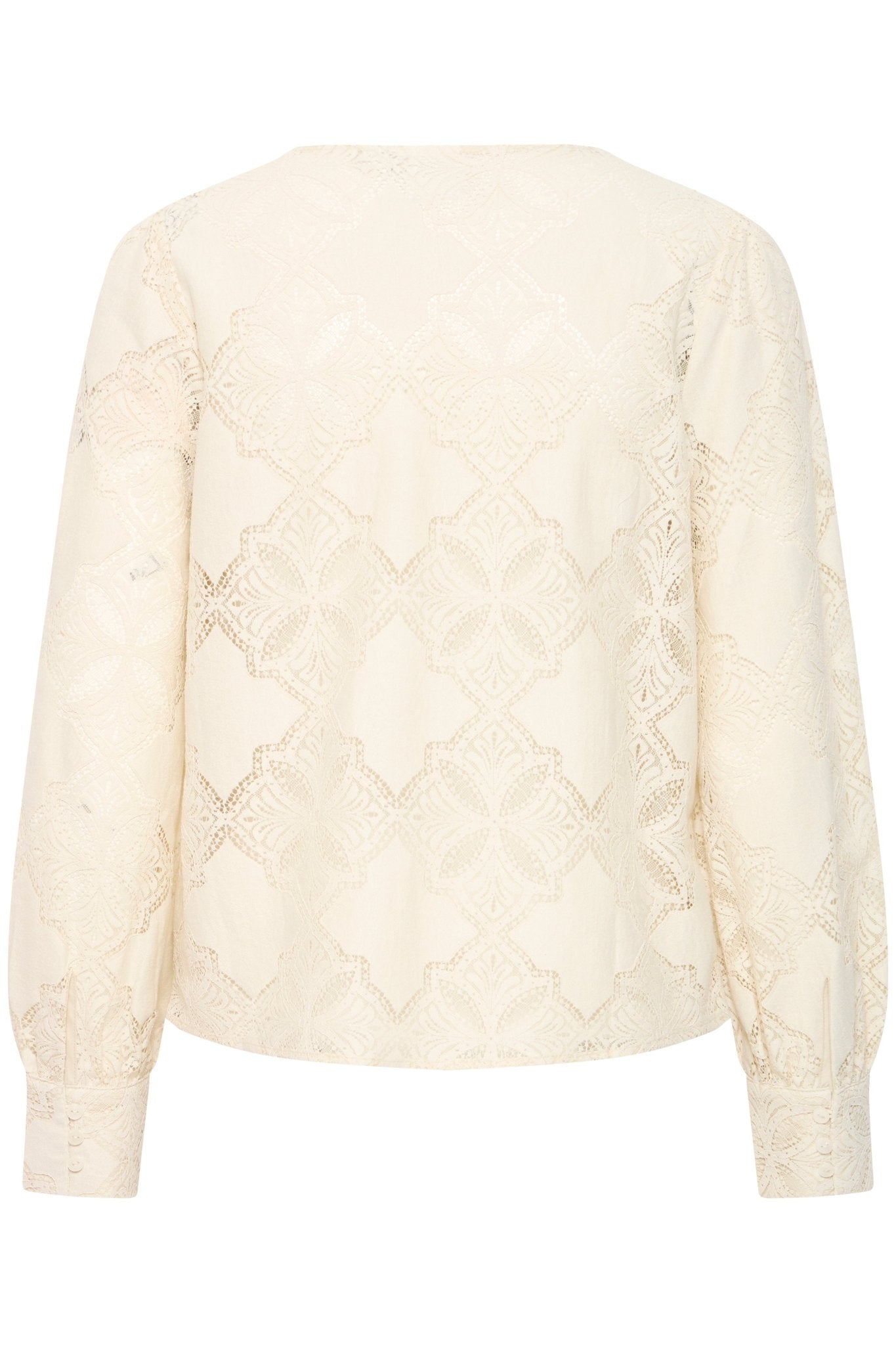 Bluse langarm mit Spitze in Creme - Blossom Hair & Fashion