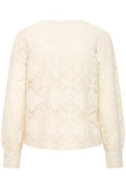 Bluse langarm mit Spitze in Creme - Blossom Hair & Fashion