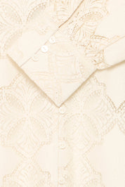 Bluse langarm mit Spitze in Creme - Blossom Hair & Fashion