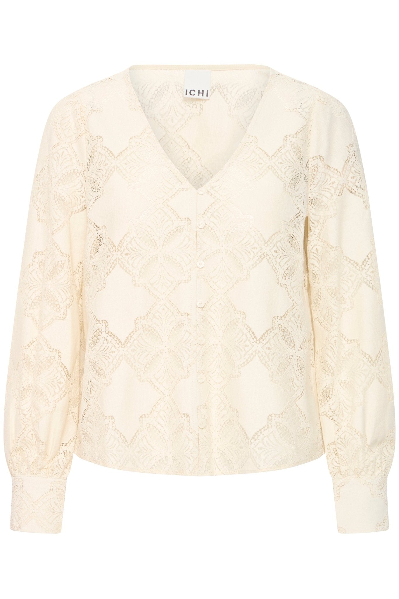 Bluse langarm mit Spitze in Creme - Blossom Hair & Fashion