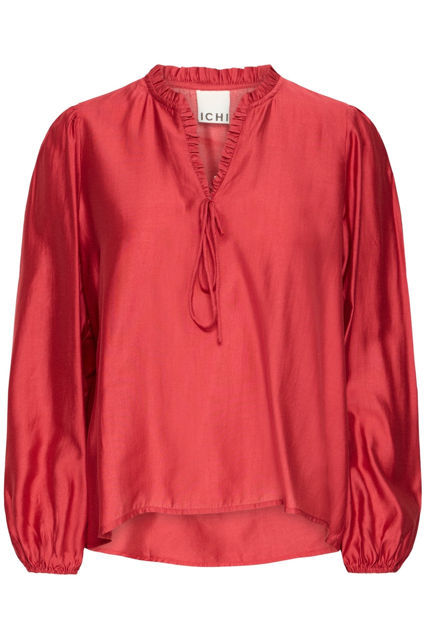 Bluse langarm Rot mit Bindeband - Blossom Hair & Fashion