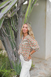 Bluse mit Blumenmuster in Creme - Blossom Hair & Fashion
