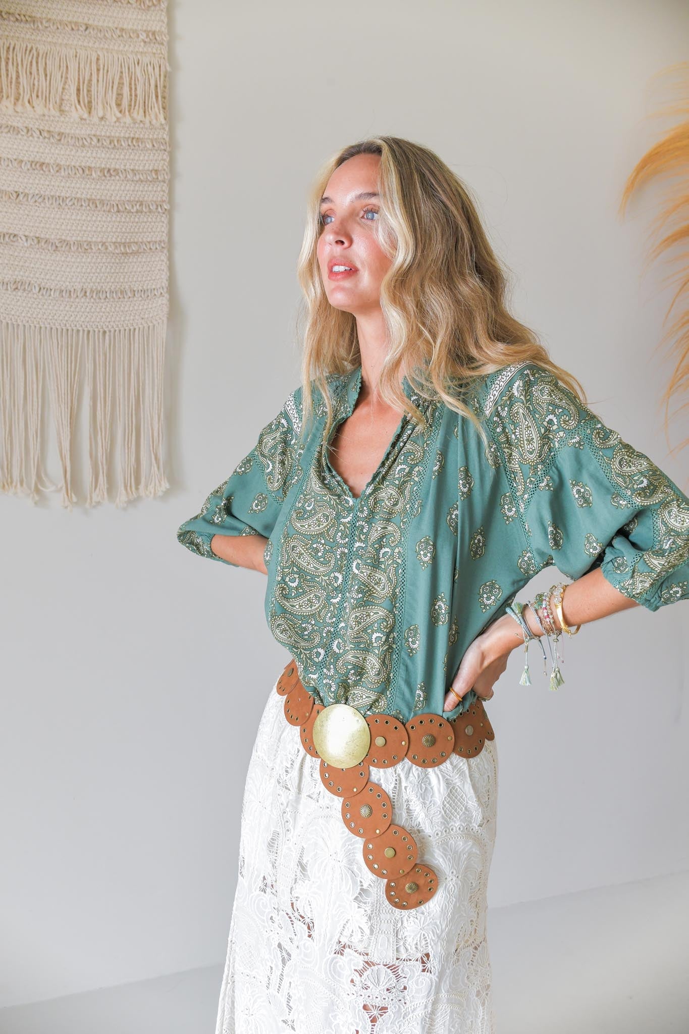 Bluse mit Muster in Grün - Blossom Hair & Fashion