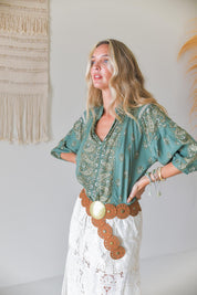 Bluse mit Muster in Grün - Blossom Hair & Fashion