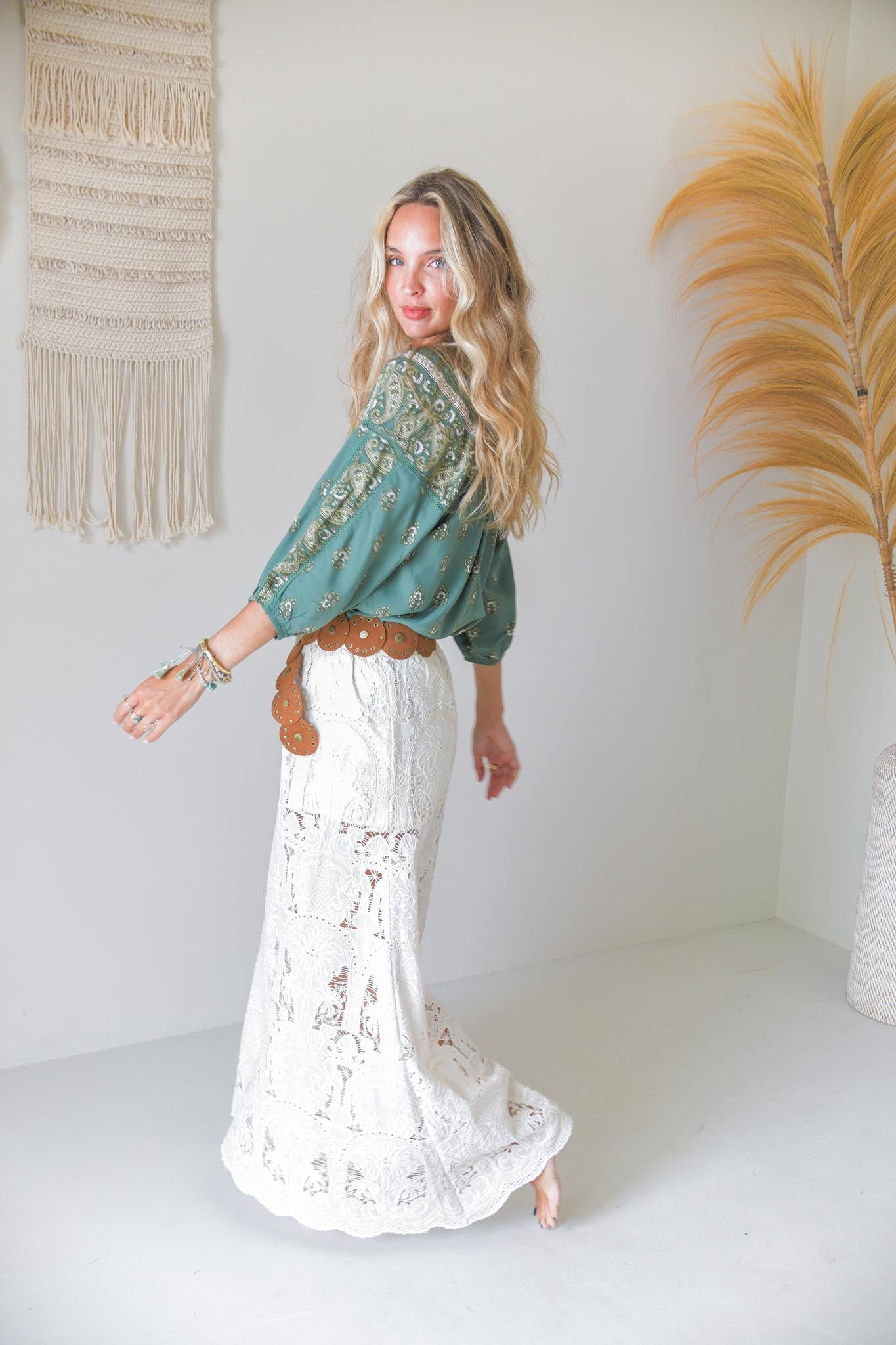Bluse mit Muster in Grün - Blossom Hair & Fashion