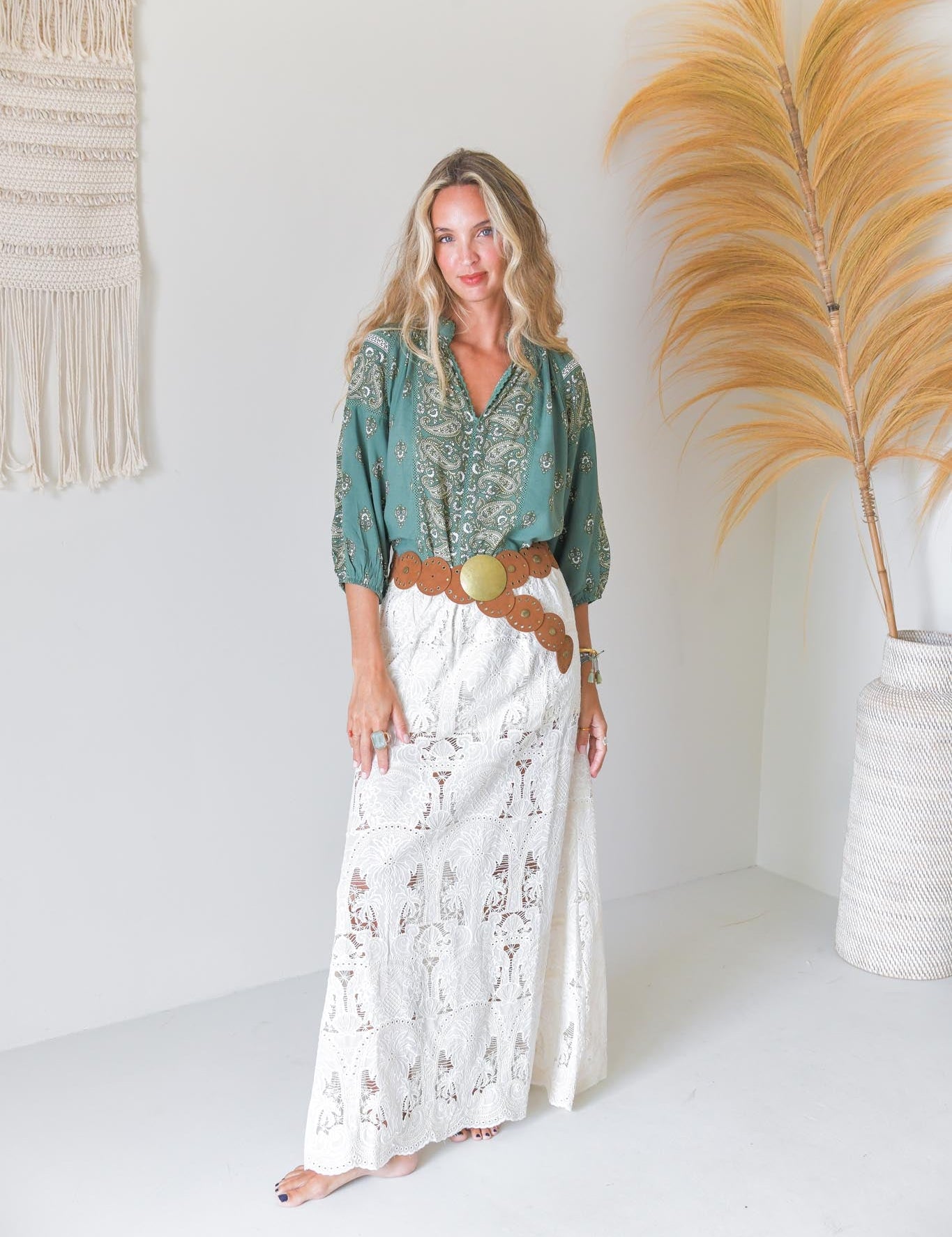 Bluse mit Muster in Grün - Blossom Hair & Fashion