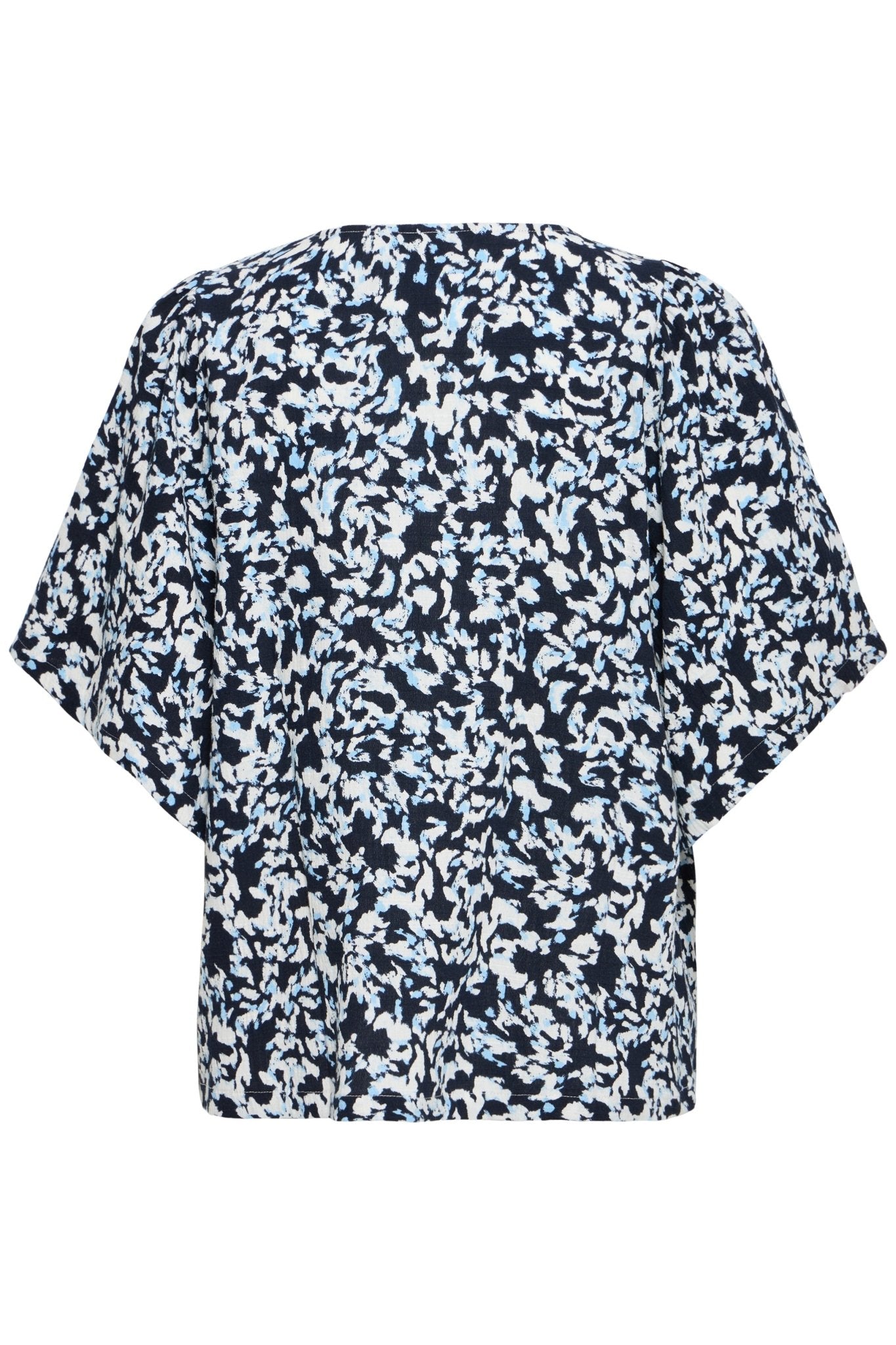 Bluse mit Muster und V - Ausschnitt in schwarz oder weiss - Blossom Hair & Fashion