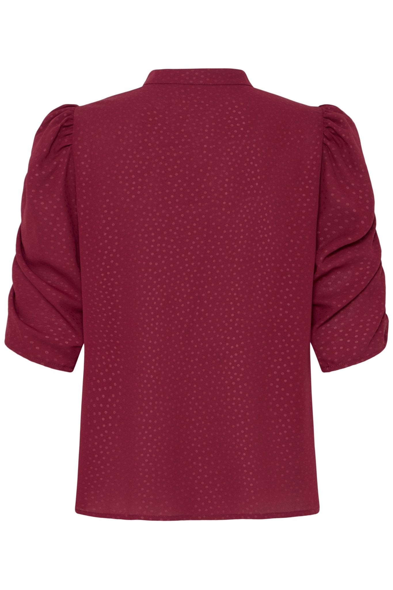 Bluse mit Puffaermeln und Stehkragen in schwarz oder rot - Blossom Hair & Fashion