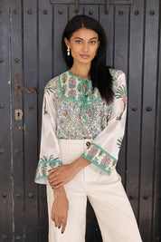 Boho - Bluse mit floralem Print – Sommerliche Eleganz für Damen - Blossom Hair & Fashion