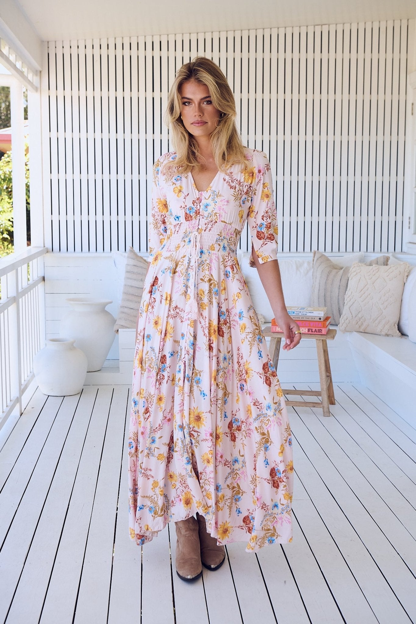 Boho Maxikleid mit Blumenprint – Romantischer Sommerlook in zarten Farben - Blossom Hair & Fashion