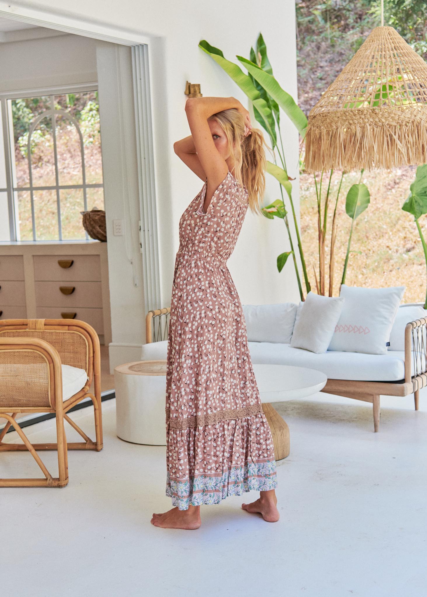 Boho Maxikleid mit Tupfenprint aus Rayon - Blossom Hair & Fashion