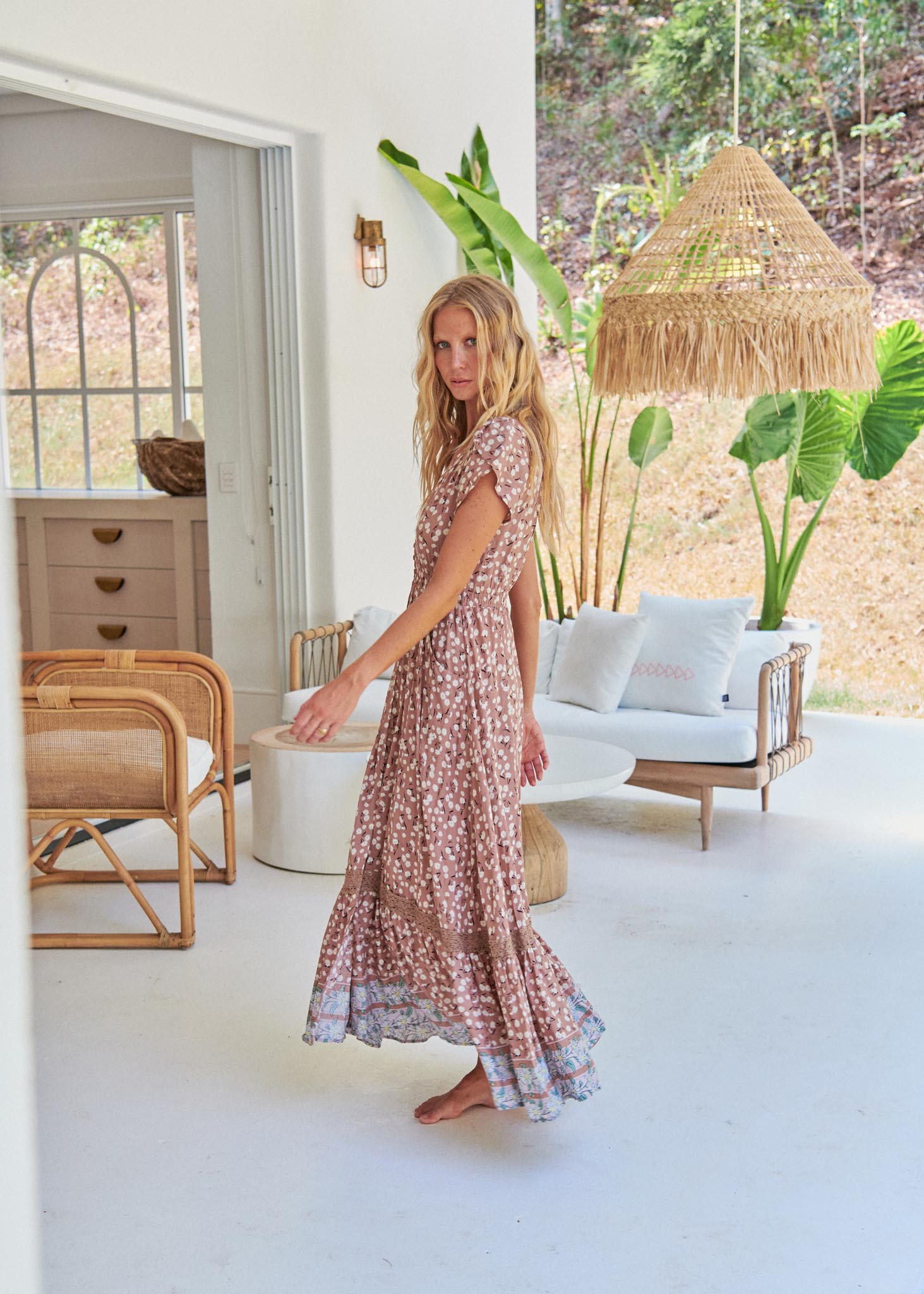 Boho Maxikleid mit Tupfenprint aus Rayon - Blossom Hair & Fashion