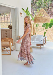 Boho Maxikleid mit Tupfenprint aus Rayon - Blossom Hair & Fashion