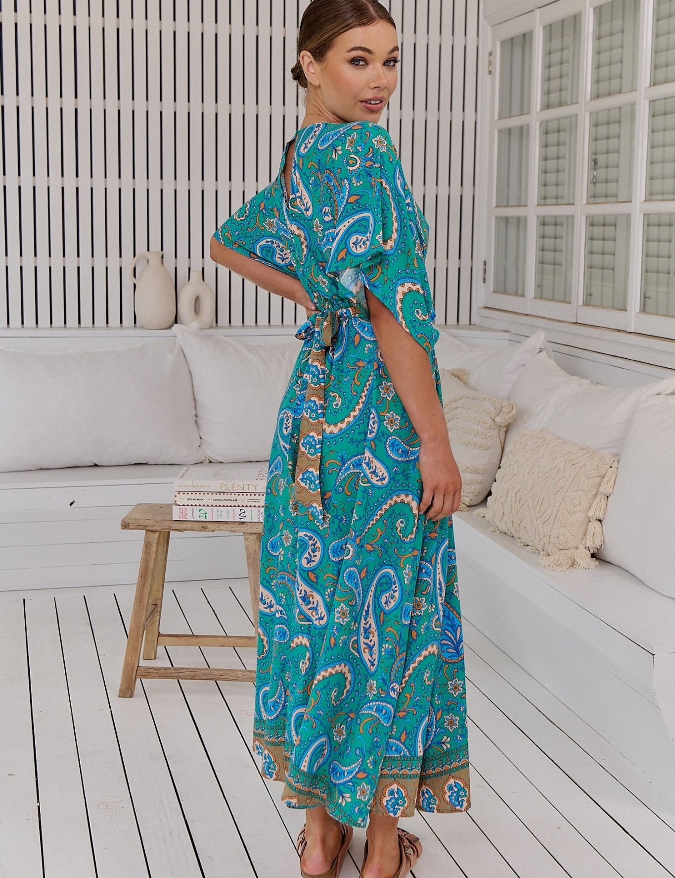Boho Maxikleid Türkis mit Paisley - Muster – Luftig & Feminin für den Sommer - Blossom Hair & Fashion