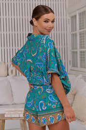 Boho Shorts in Türkis mit Paisley - Muster – Sommerlicher Look für Dich - Blossom Hair & Fashion