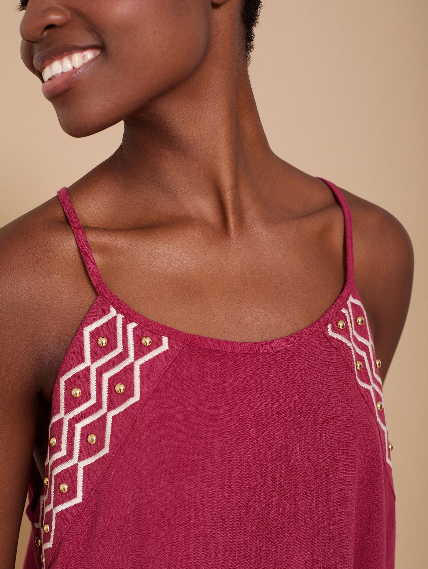 Boho - Top mit Stickereien aus Leinen &amp; Viskose - Blossom Hair &amp; Fashion