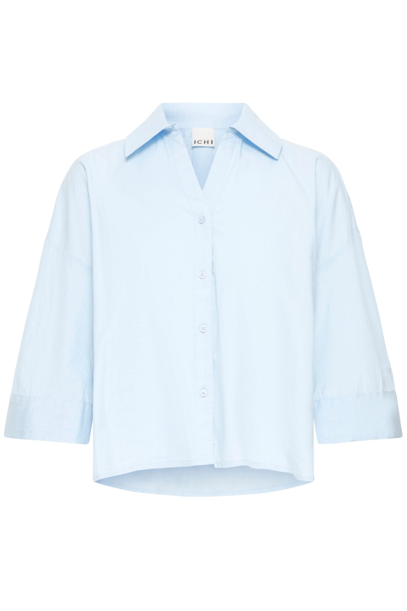 Boxy Bluse in Hellblau mit Kragen - Blossom Hair & Fashion