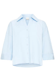 Boxy Bluse in Hellblau mit Kragen - Blossom Hair & Fashion