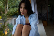 Boxy Bluse in Hellblau mit Kragen - Blossom Hair & Fashion