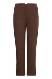 Braune Stoffhose high waist ankle length - Blossom Hair & Fashion
