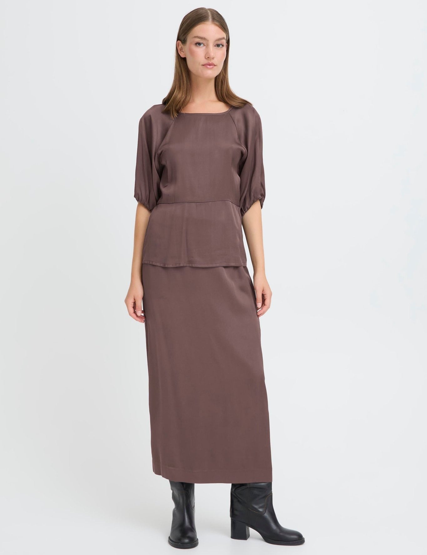 Brauner Midirock aus Viskose - Blossom Hair & Fashion