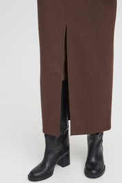 Brauner Midirock high waist mit Schlitz - Blossom Hair & Fashion