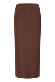 Brauner Midirock high waist mit Schlitz - Blossom Hair & Fashion