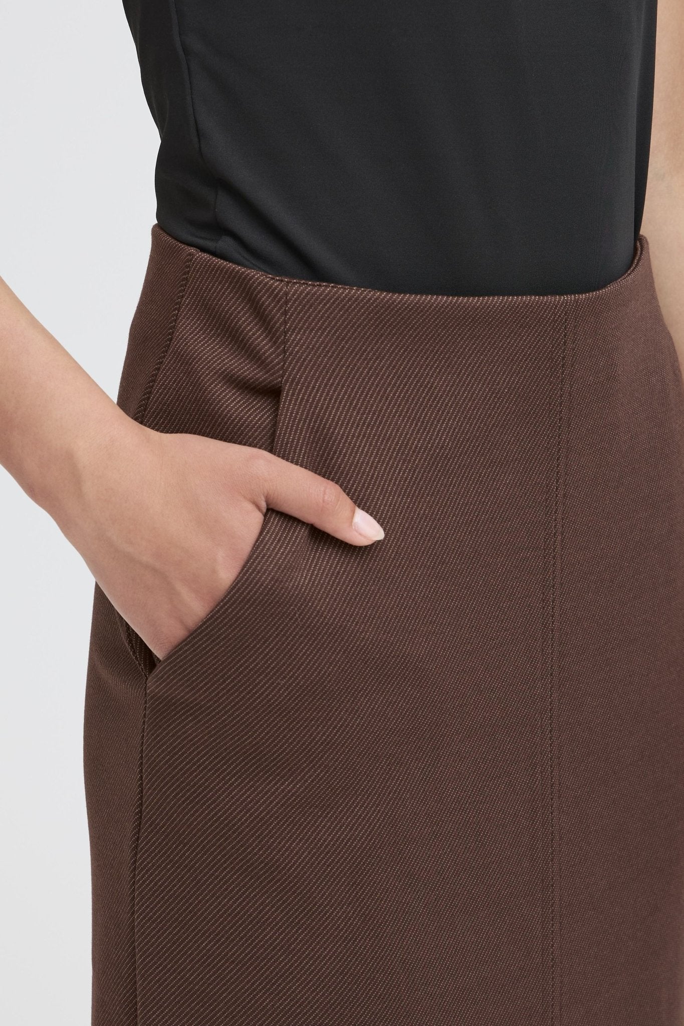 Brauner Midirock high waist mit Schlitz - Blossom Hair & Fashion