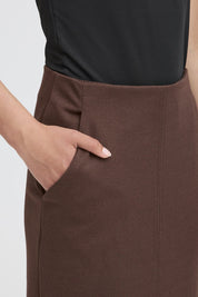 Brauner Midirock high waist mit Schlitz - Blossom Hair & Fashion
