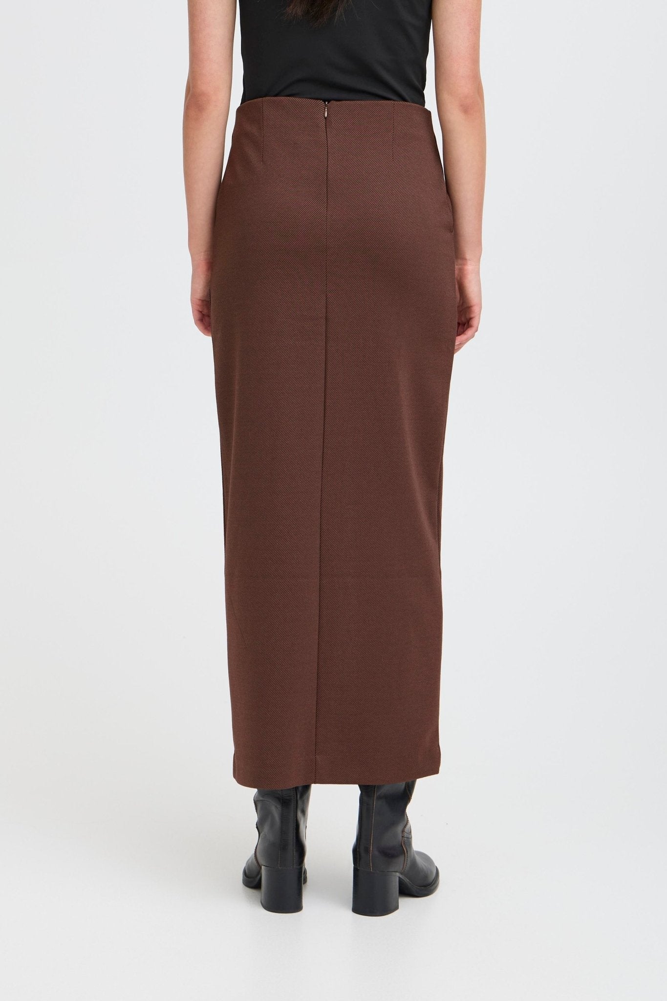 Brauner Midirock high waist mit Schlitz - Blossom Hair & Fashion