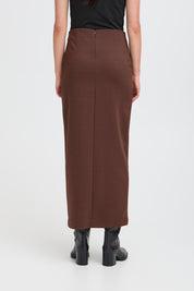 Brauner Midirock high waist mit Schlitz - Blossom Hair & Fashion