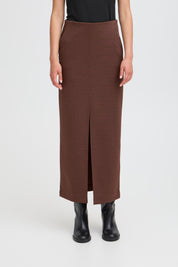 Brauner Midirock high waist mit Schlitz - Blossom Hair & Fashion