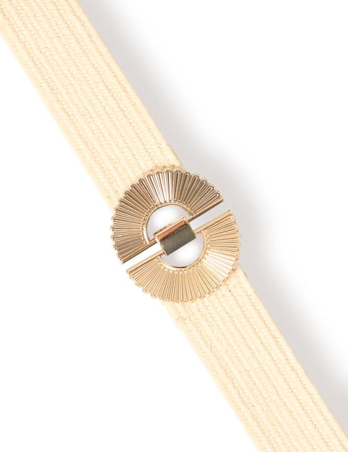 Breiter Flechtgürtel in Creme mit Metallschließe - Blossom Hair & Fashion