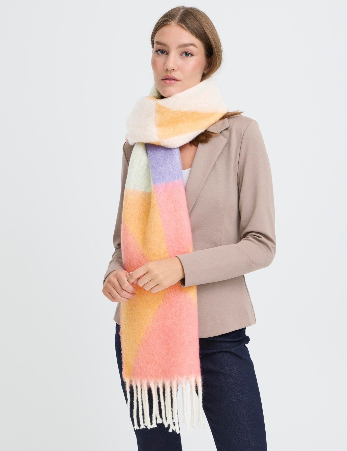 Bunter Damen Schal mit Fransen - Blossom Hair & Fashion