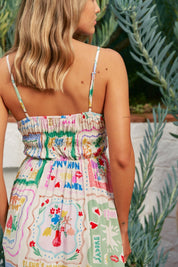 Buntes Sommerkleid mit Spaghettiträgern und Print - Blossom Hair & Fashion
