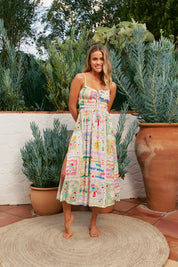 Buntes Sommerkleid mit Spaghettiträgern und Print - Blossom Hair & Fashion