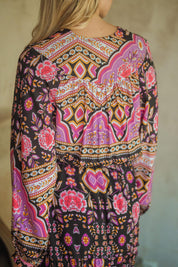 Damen Maxi Winterkleid mit Blumenmuster und langen Ärmeln - Blossom Hair & Fashion