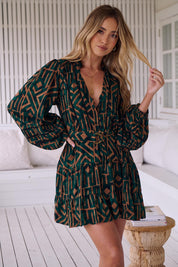 Damen Mini Winterkleid mit Muster und langen Ärmeln - Blossom Hair & Fashion
