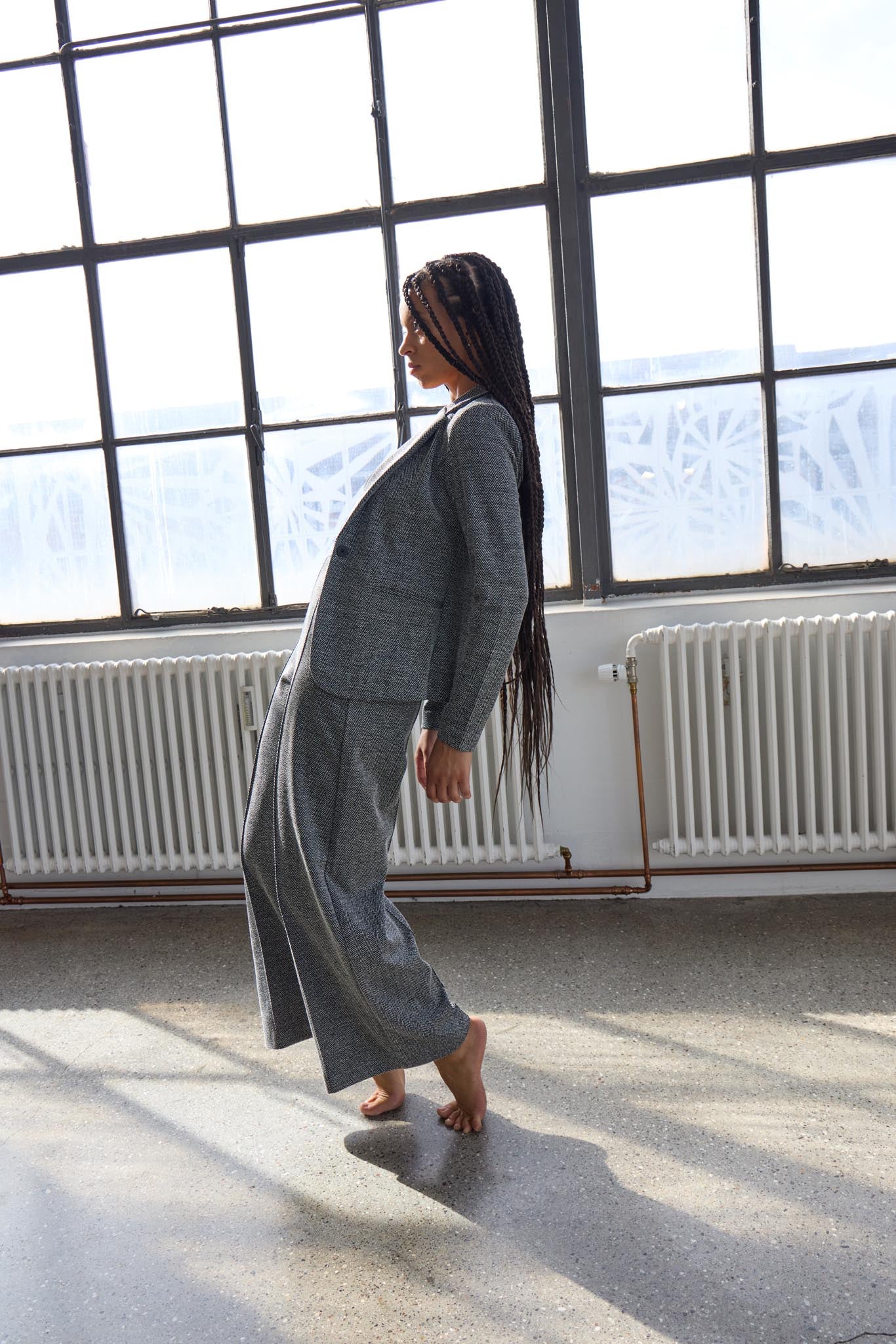 Damenhose mit Fischgrätenmuster und weitem Bein - Blossom Hair & Fashion