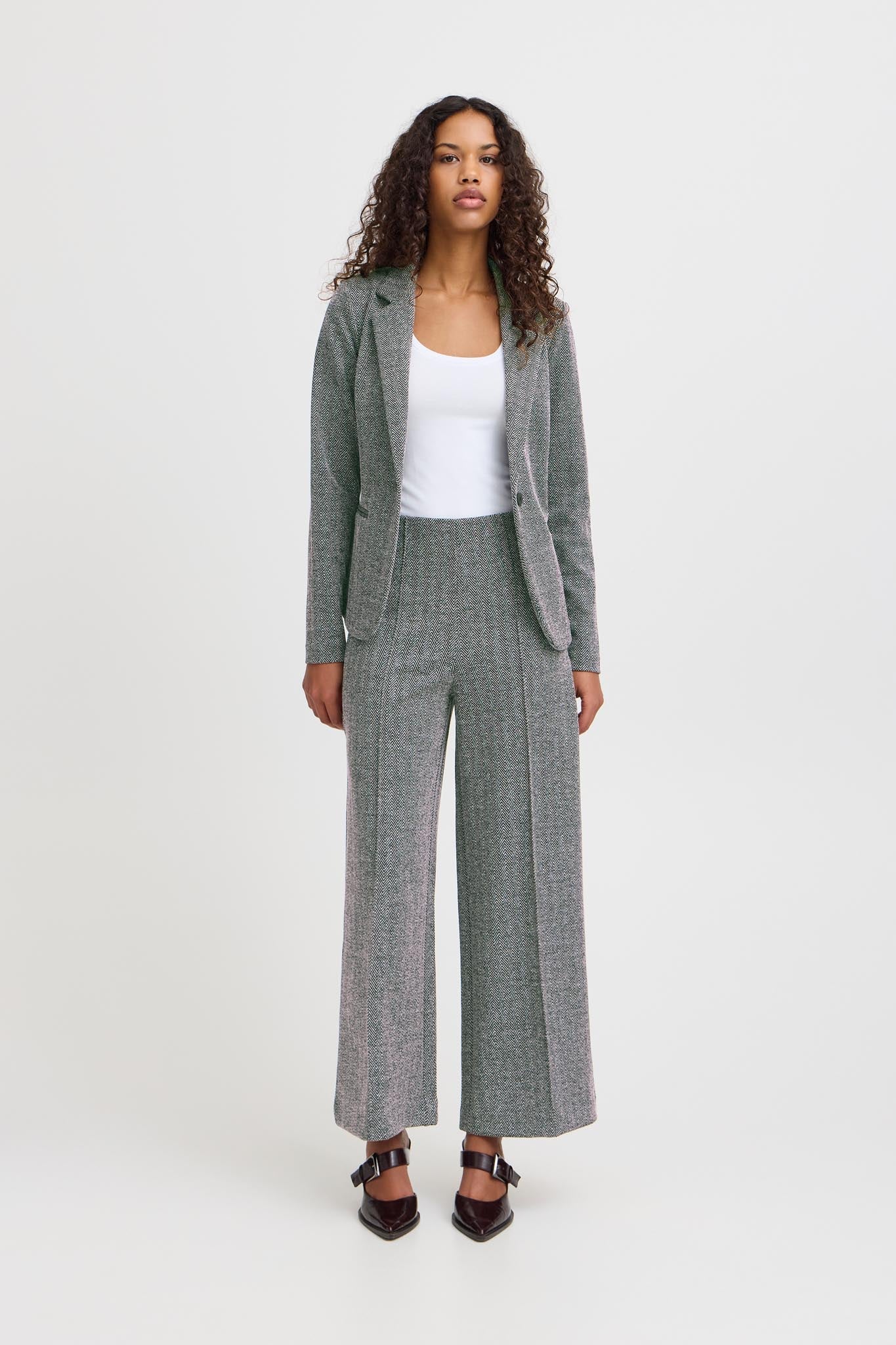Damenhose mit Fischgrätenmuster und weitem Bein - Blossom Hair & Fashion