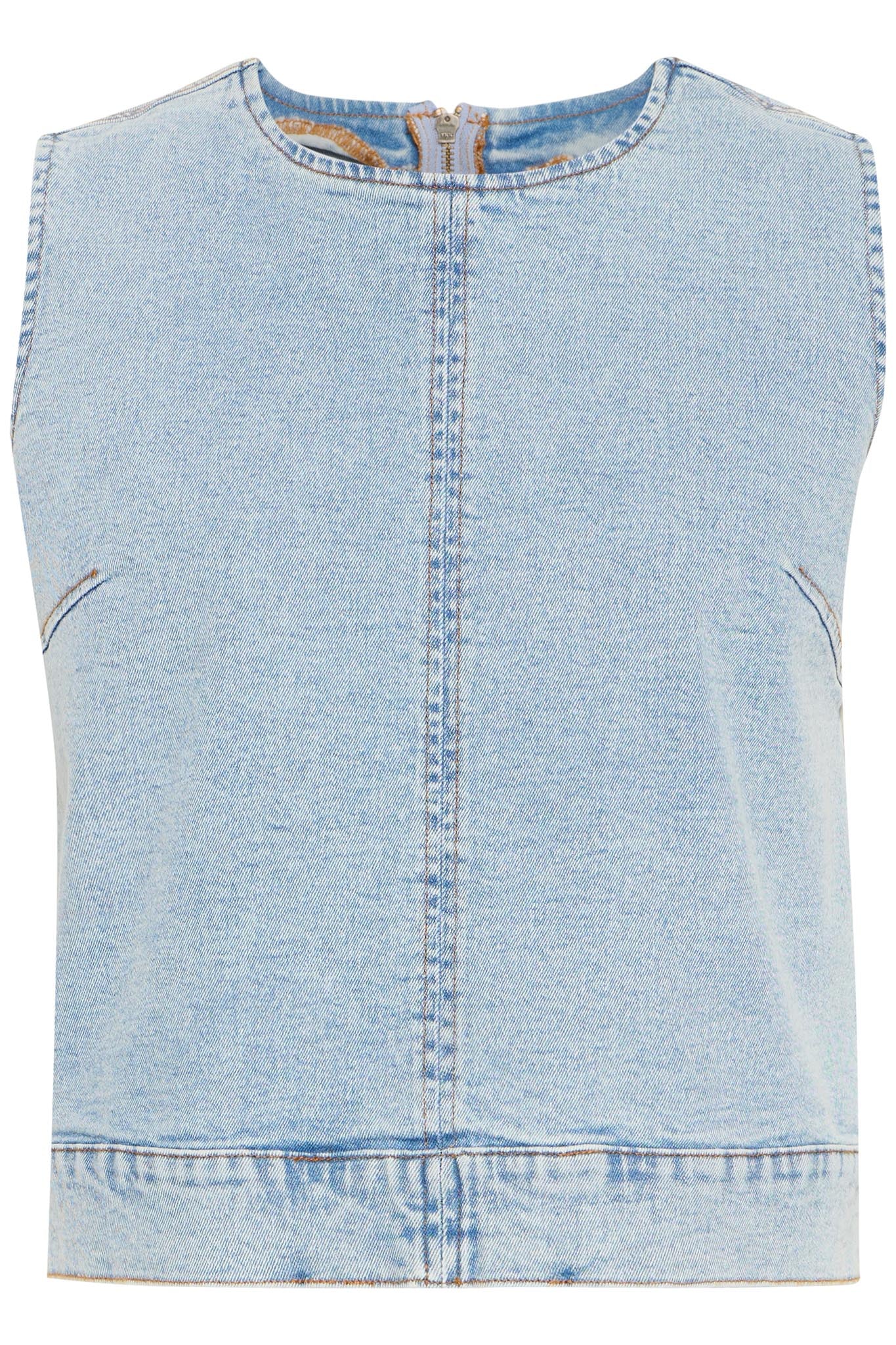 Denim Top ärmellos mit Reißverschluss hinten - Blossom Hair & Fashion