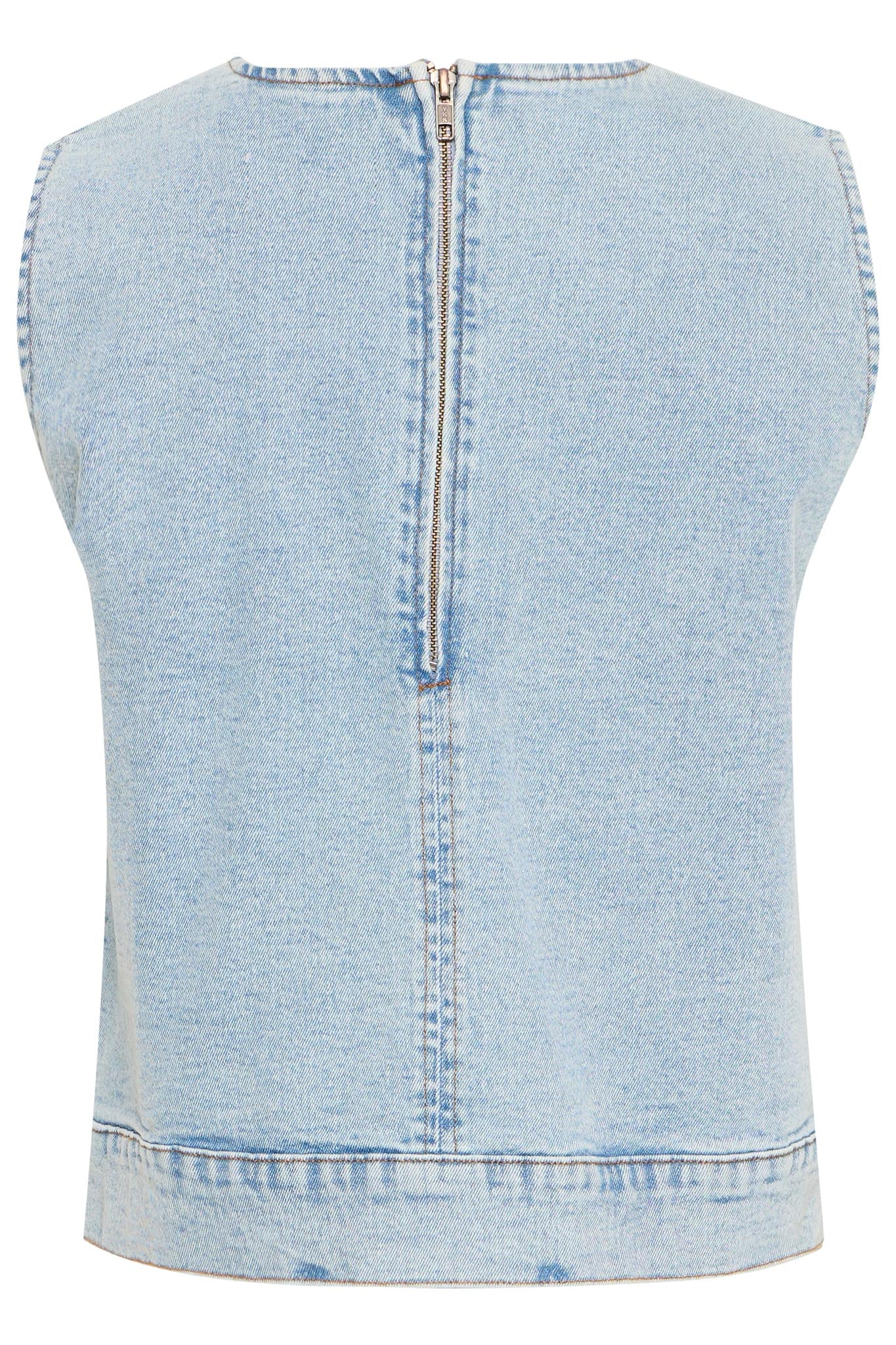 Denim Top ärmellos mit Reißverschluss hinten - Blossom Hair & Fashion