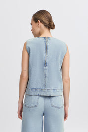 Denim Top ärmellos mit Reißverschluss hinten - Blossom Hair & Fashion
