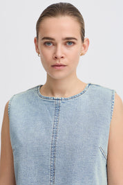 Denim Top ärmellos mit Reißverschluss hinten - Blossom Hair & Fashion