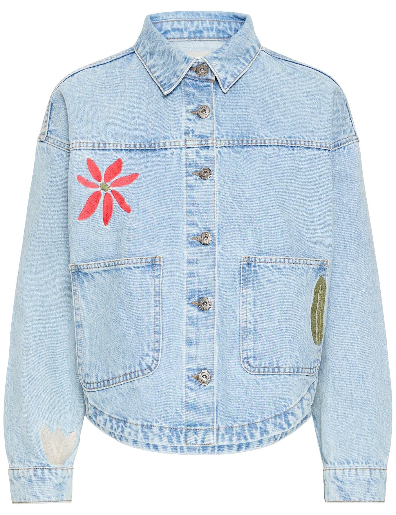 Denimjacke im Casual Fit mit Stickdetails - Blossom Hair & Fashion