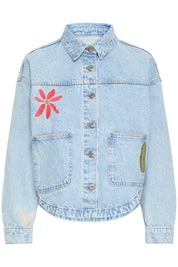 Denimjacke im Casual Fit mit Stickdetails - Blossom Hair & Fashion