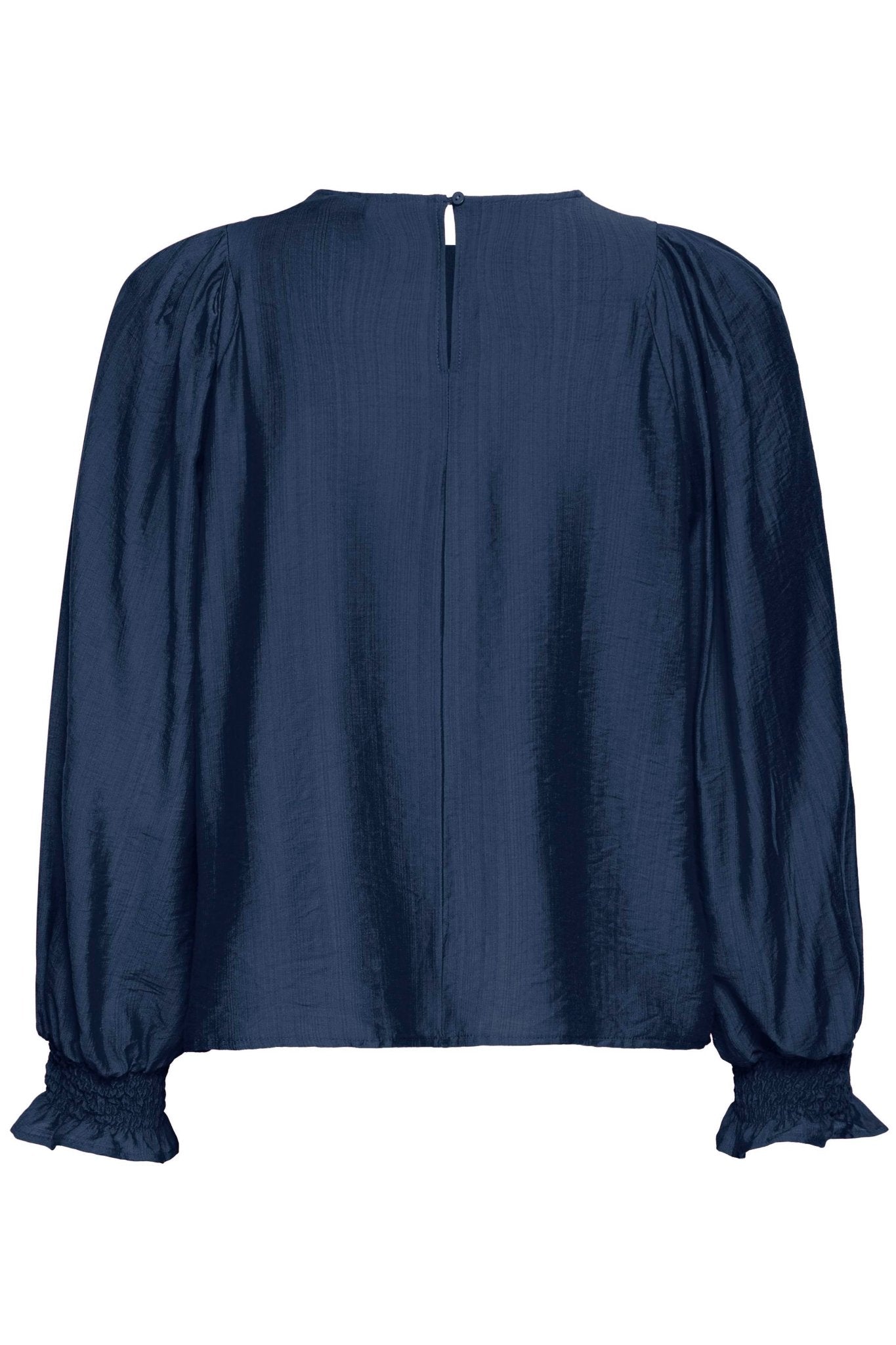 Dunkelblaue Bluse mit Strukturärmeln - Blossom Hair & Fashion