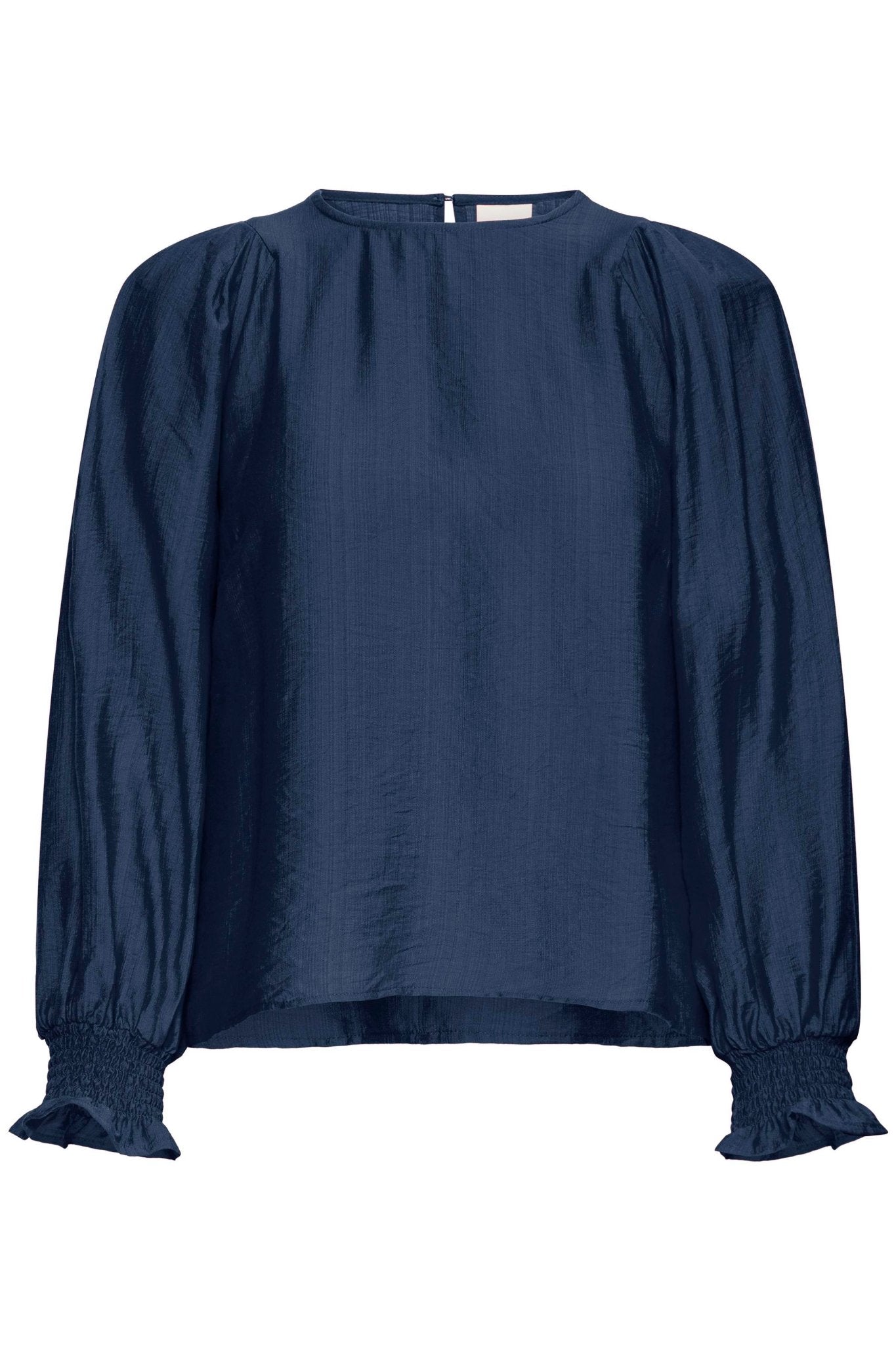 Dunkelblaue Bluse mit Strukturärmeln - Blossom Hair & Fashion