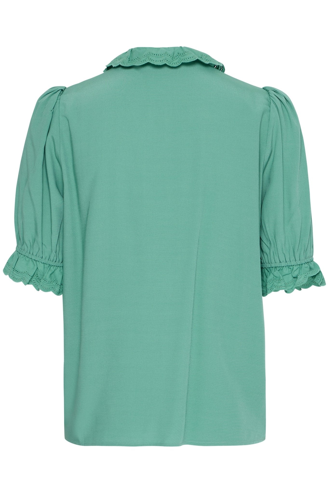 Elegante grüne Bluse mit Rüschen - Details - Blossom Hair & Fashion